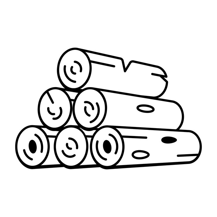 Vector icono de pila de leña en estilo dibujado a mano