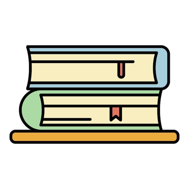 Icono de pila de libro Contorno icono de vector de pila de libro color plano aislado en blanco