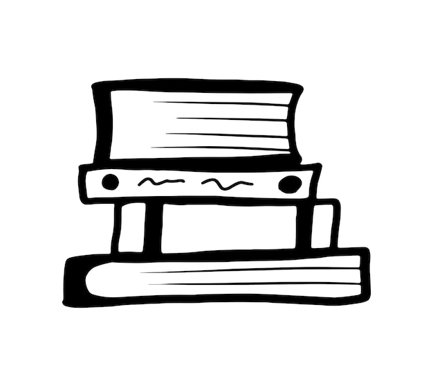 Icono de pila de libro de garabato dibujado a mano aislado sobre fondo blanco Hobby de lectura de vector simple Concepto de educación de ilustración de libro escolar Plantilla de diseño de logotipo de biblioteca