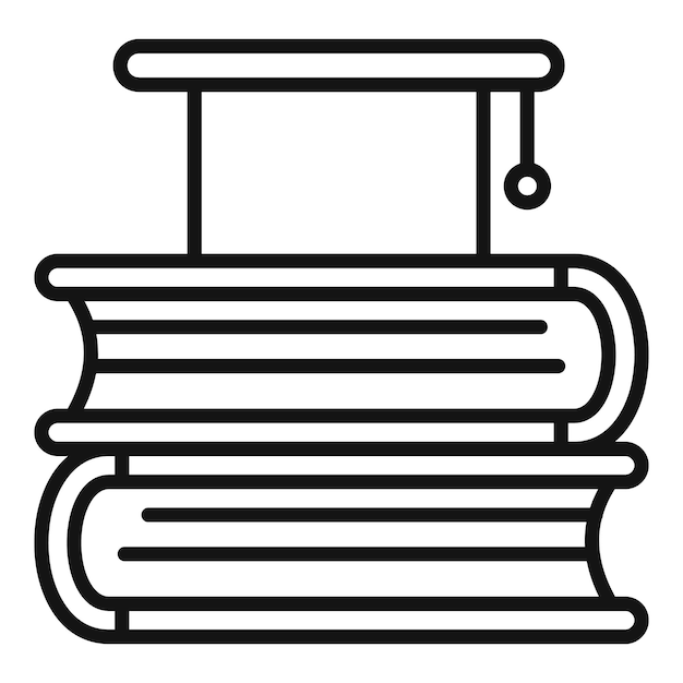 Icono de pila de libros de graduación vector de contorno Estudio universitario Habilidad profesional