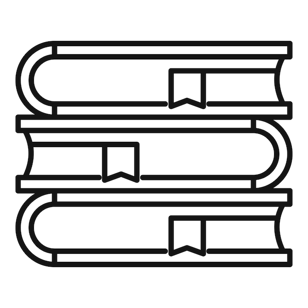 Icono de pila de libros lingüistas Icono de vector de pila de libros lingüistas de contorno para diseño web aislado sobre fondo blanco