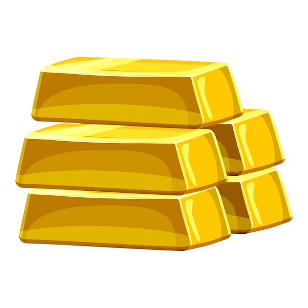 Icono de pila de lingotes de oro. Ilustración de dibujos animados de pila de icono de vector de lingotes de oro para web