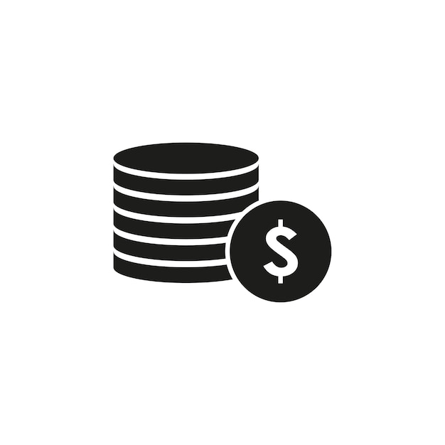 Icono de pila de monedas Concepto de pago de negocios Símbolo de dólar de dinero Una columna de monedas Ilustración vectorial