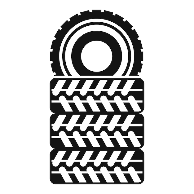 Icono de pila de neumáticos en estilo simple en una ilustración vectorial de fondo blanco