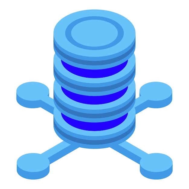 Icono de pila de servidor de cadena de bloques Icono isométrico de vector de pila de servidor de cadena de bloques para diseño web aislado sobre fondo blanco