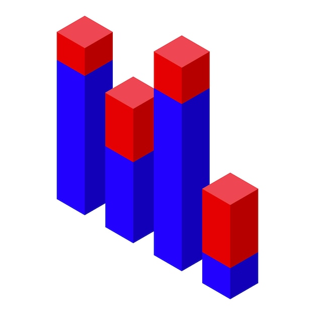 Icono de pilar de gráfico de informe Isométrico del icono de vector de pilar de gráfico de informe para diseño web aislado sobre fondo blanco