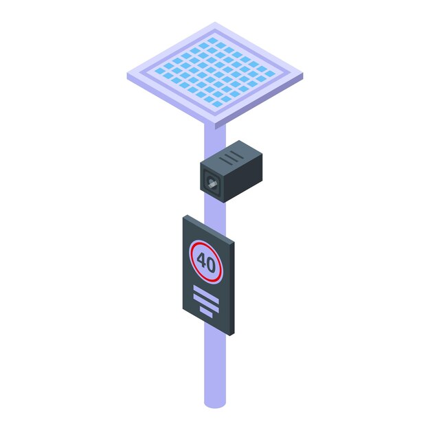 Icono de pilar de radar de velocidad vector isométrico Tráfico de coches Cámara pistola
