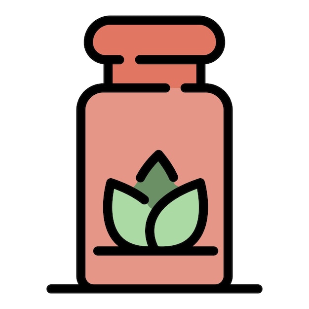 El icono de las píldoras de hierbas del spa El contorno de las pílloras de hierba del spa El icono vectorial El color es plano y aislado