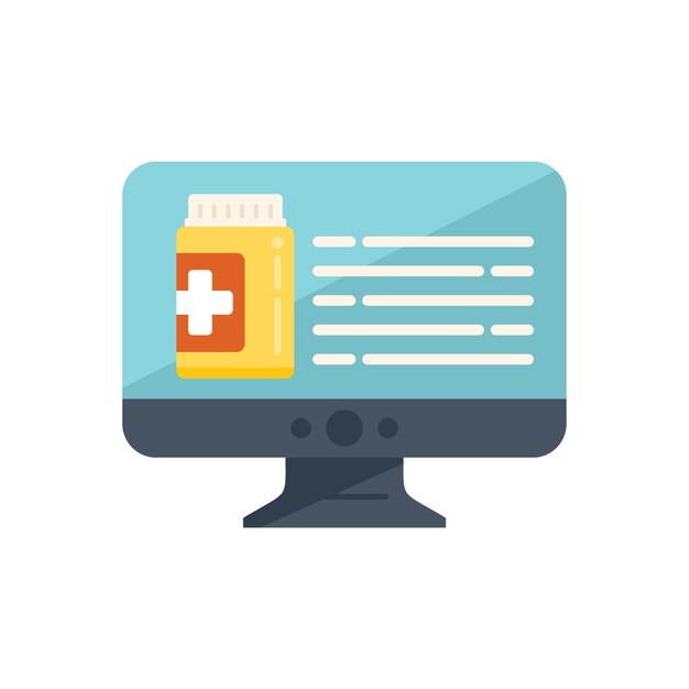 Icono de píldoras en línea vector plano Salud del paciente Video de llamada aislado
