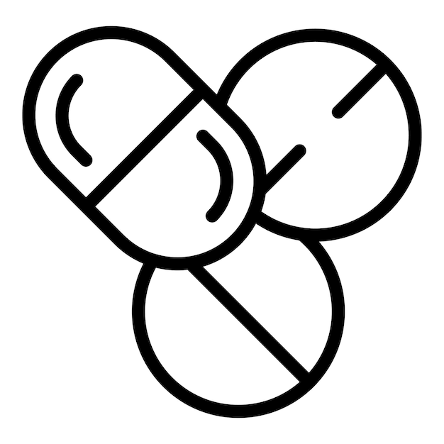 Icono de píldoras médicas vector de contorno Medicina cardíaca Tratamiento clínico
