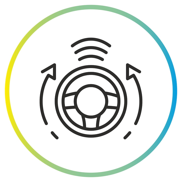 Vector icono de piloto automático conduciendo un coche utilizando inteligencia artificial ai conductor símbolo de línea delgada editable