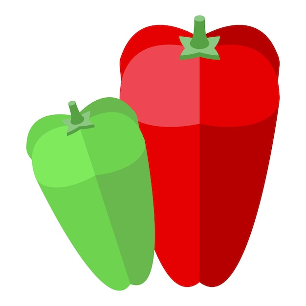 Vector icono de pimentón verde rojo vector isométrico pimiento dulce picante picante