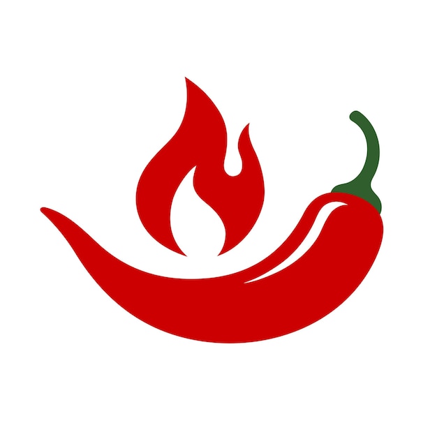 Icono de pimienta picante picante con llama Ilustración vectorial del signo del plato picante