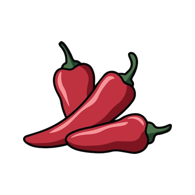 El icono de la pimienta roja picante es una ilustración de verduras calientes