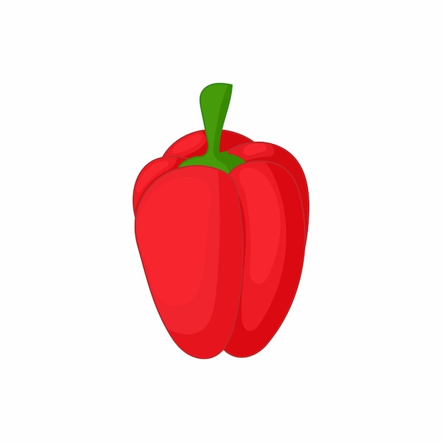 Icono de pimiento rojo en estilo de dibujos animados sobre un fondo blanco.