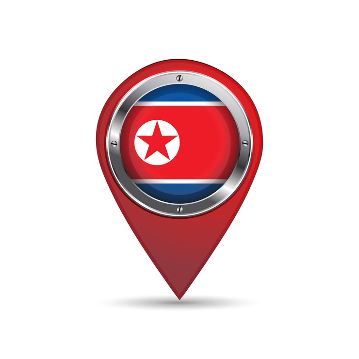 Vector icono de pin 3d con la bandera de corea del norte dentro de la imagen vectorial
