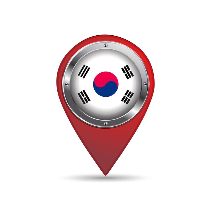 Vector icono de pin 3d con la bandera de corea del sur dentro de la imagen vectorial