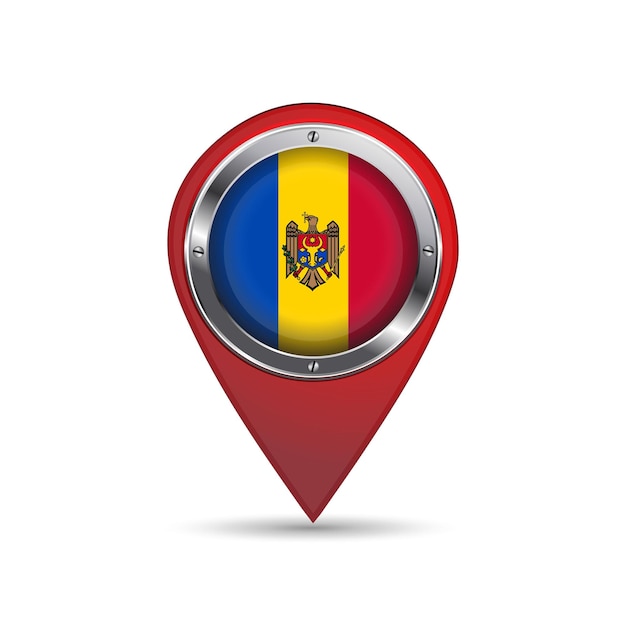 Icono de pin 3D con bandera de Moldavia dentro de imagen vectorial