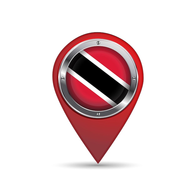 Icono de pin 3D con bandera de Trinidad y Tobago dentro de imagen vectorial