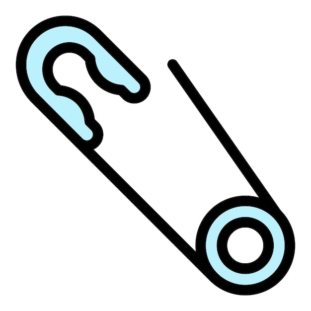 Icono de pin de aguja de seguridad Contorno de icono de vector de pin de aguja de seguridad color plano aislado