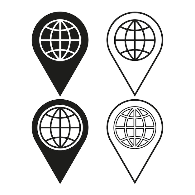 Ícono de pin del globo Ilustración vectorial EPS 10