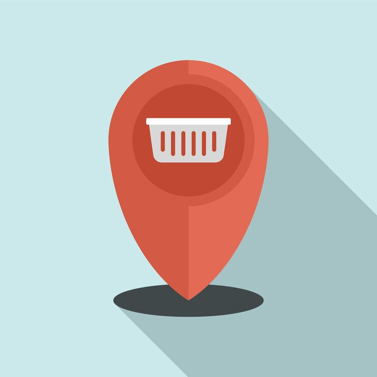 Vector icono de pin de gps de tienda ilustración plana del icono de vector de pin de gps de tienda para diseño web