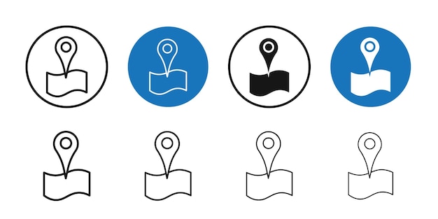 Icono de pin del mapa Colección de arte de líneas delgadas
