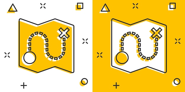 Icono de pin de mapa en estilo cómico Ilustración de vector de dibujos animados de navegación GPS sobre fondo blanco aislado Localizar posición efecto de salpicadura concepto de negocio