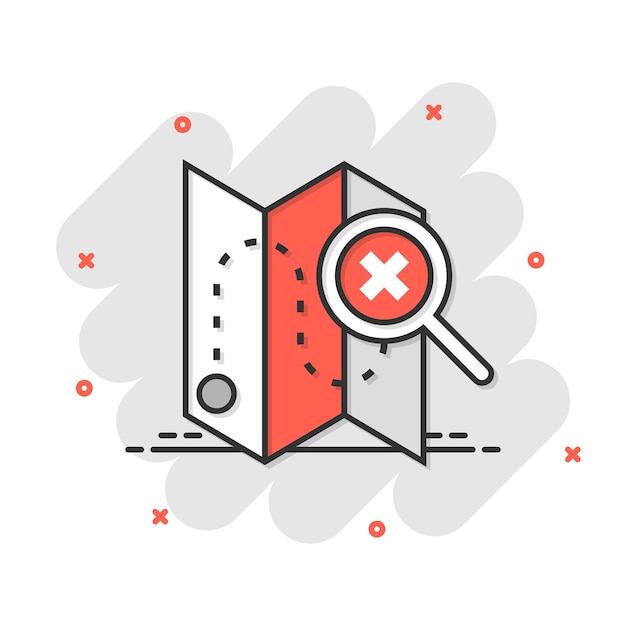Icono de pin de mapa en estilo cómico Ilustración de vector de dibujos animados de navegación GPS sobre fondo blanco aislado Localizar posición efecto de salpicadura concepto de negocio