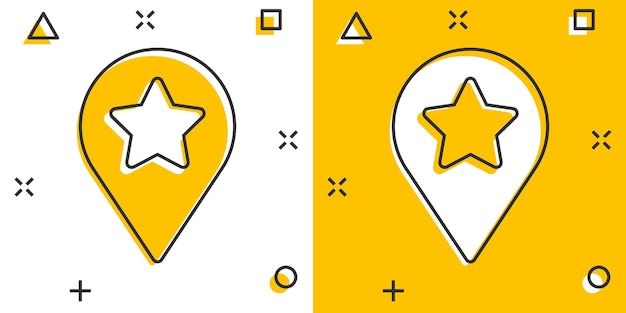 Icono de pin de mapa en estilo cómico Ilustración de vector de dibujos animados de navegación GPS sobre fondo blanco aislado Localizar posición efecto de salpicadura concepto de negocio