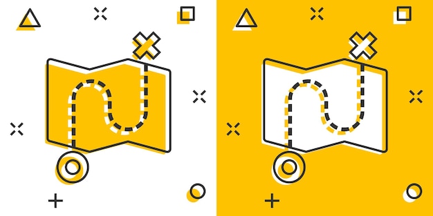 Icono de pin de mapa en estilo cómico Ilustración de vector de dibujos animados de navegación GPS sobre fondo blanco aislado Localizar posición efecto de salpicadura concepto de negocio