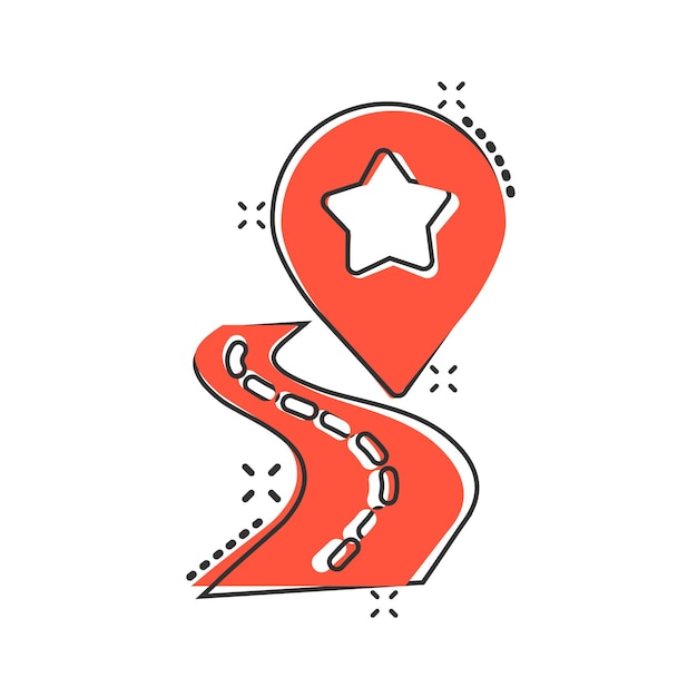 Icono de pin de mapa en estilo cómico ilustración de vector de dibujos animados de navegación gps sobre fondo blanco