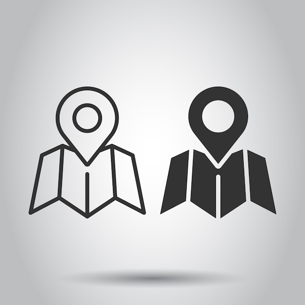 Icono de pin de mapa en estilo plano ilustración de vector de navegación gps sobre fondo blanco aislado Localizar concepto de negocio de posición