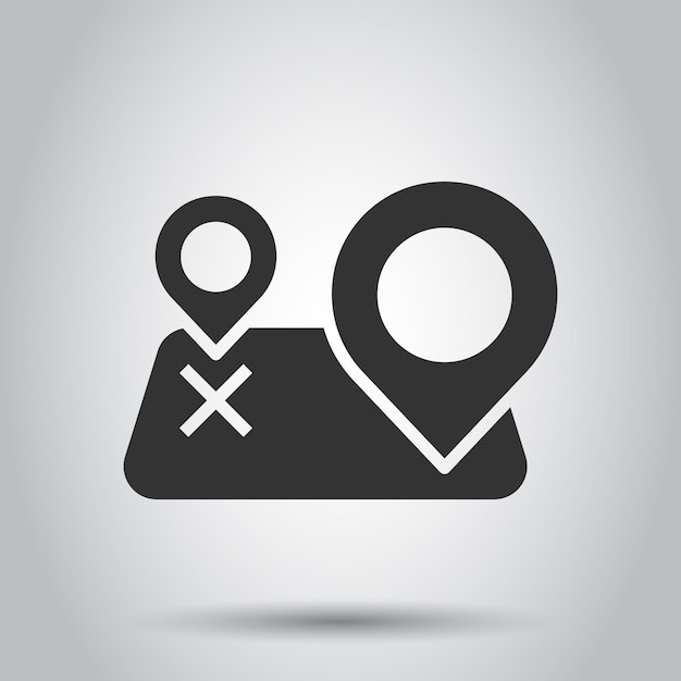Icono de pin de mapa en estilo plano ilustración de vector de navegación gps sobre fondo blanco aislado Localizar concepto de negocio de posición