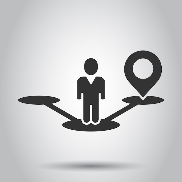 Icono de pin de mapa en estilo plano Ilustración de vector de navegación GPS sobre fondo blanco aislado Localizar concepto de negocio de posición