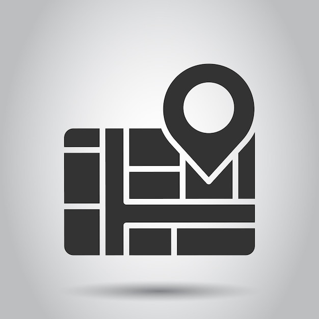 Icono de pin de mapa en estilo plano ilustración de vector de navegación gps sobre fondo blanco aislado Localizar concepto de negocio de posición