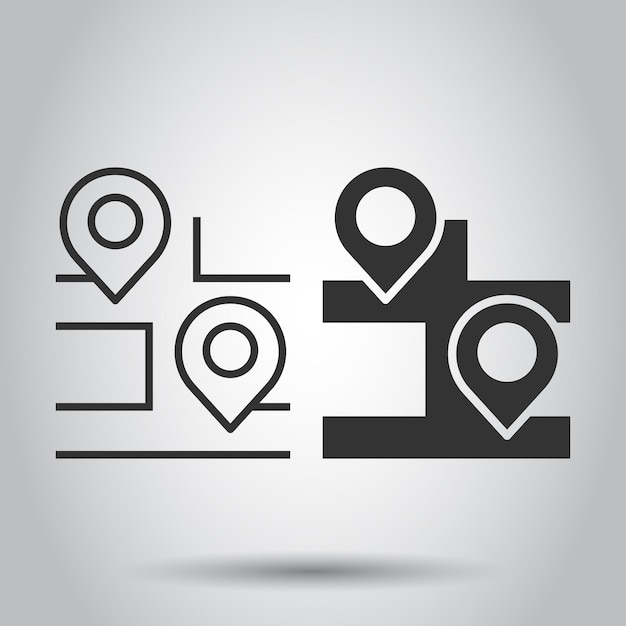 Icono de pin de mapa en estilo plano ilustración de vector de navegación gps sobre fondo blanco aislado Localizar concepto de negocio de posición