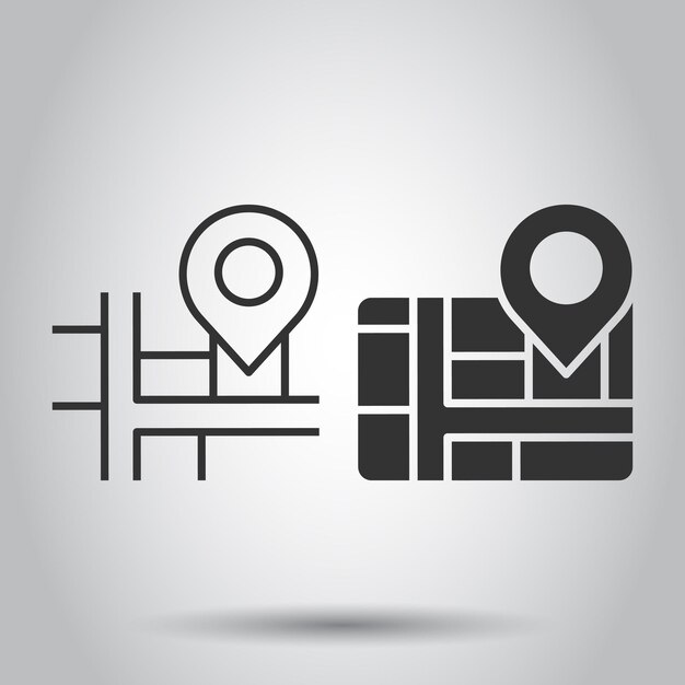 Icono de pin de mapa en estilo plano ilustración de vector de navegación gps sobre fondo blanco aislado Localizar concepto de negocio de posición