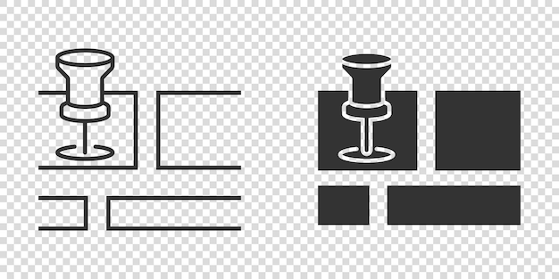 Icono de pin del mapa en estilo plano ilustración vectorial de navegación gps en fondo blanco aislado Concepto de negocio de posición de localización