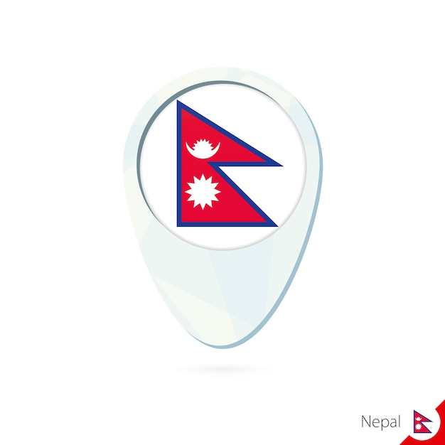 Icono de pin de mapa de ubicación de bandera de nepal sobre fondo blanco