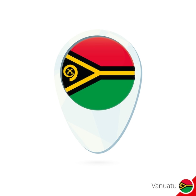 Icono de pin de mapa de ubicación de bandera de vanuatu sobre fondo blanco