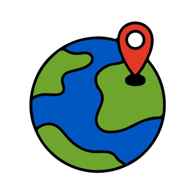 Icono de pin de ubicación dibujado a mano