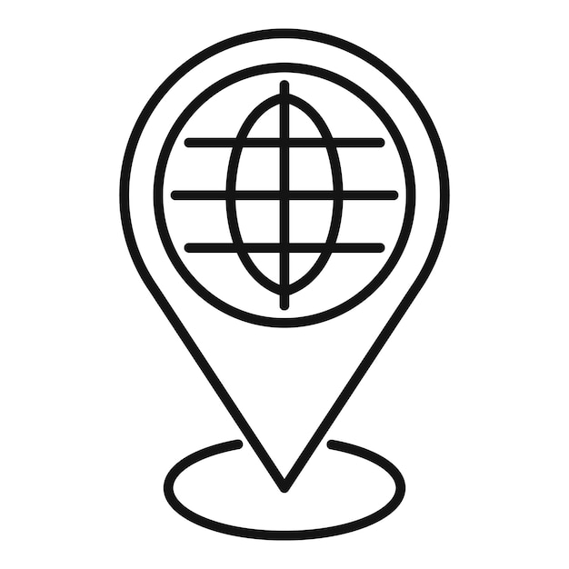 Icono de pin de ubicación global que muestra la posición en todo el mundo