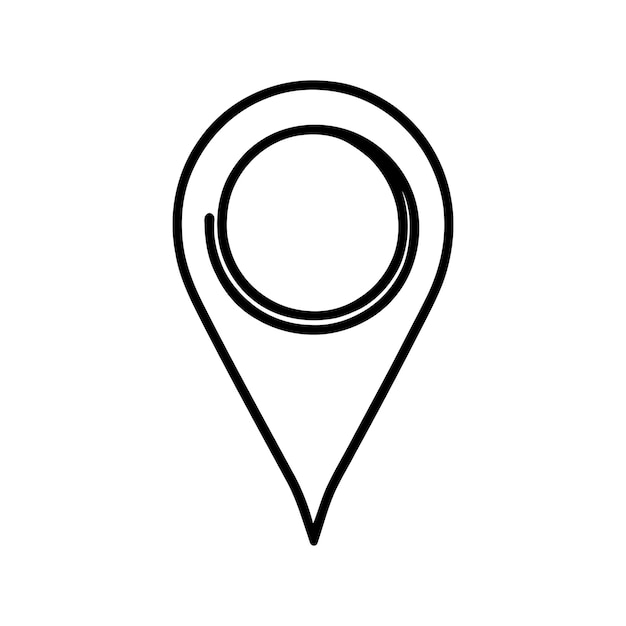 Icono de pin de ubicación lineal Símbolo de pin de mapa dibujado a mano negro Ilustración vectorial