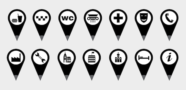 Icono de pin de ubicación en el mapa Icono de lugar importante en la ciudad