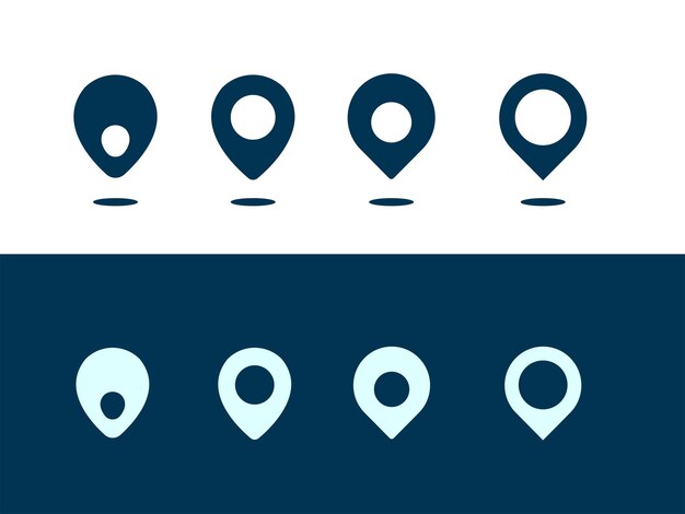 Icono de pin de ubicación Marcador de lugar de pin de mapa Icono de ubicación Conjunto de iconos de puntero de marcador de mapa Colección de símbolos de ubicación GPS Vector de stock de estilo plano