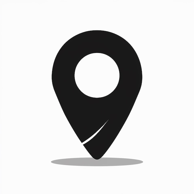 Un icono de pin de ubicación negro comúnmente utilizado en mapas y aplicaciones de navegación