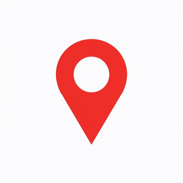 Un icono de pin de ubicación rojo comúnmente utilizado en aplicaciones de mapeo o basadas en la ubicación