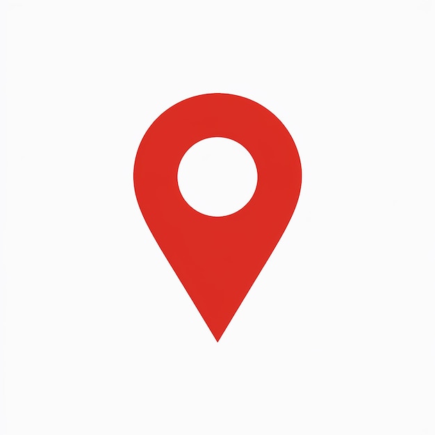 Un icono de pin de ubicación rojo comúnmente utilizado en aplicaciones de mapeo o basadas en la ubicación
