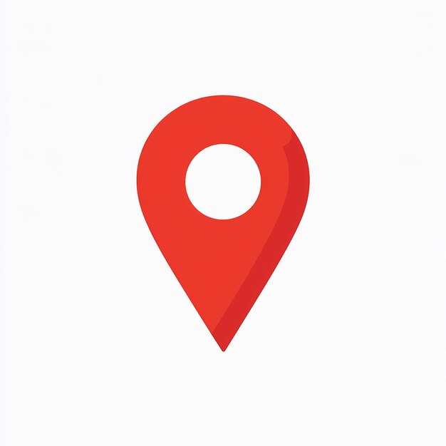 Un icono de pin de ubicación rojo comúnmente utilizado en aplicaciones de mapeo o basadas en la ubicación